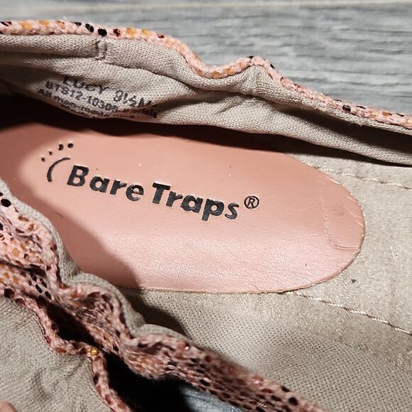 Bare Traps Faux Snakeskin Peach Leather Bow Ballet Flats - Picture 3 of 6